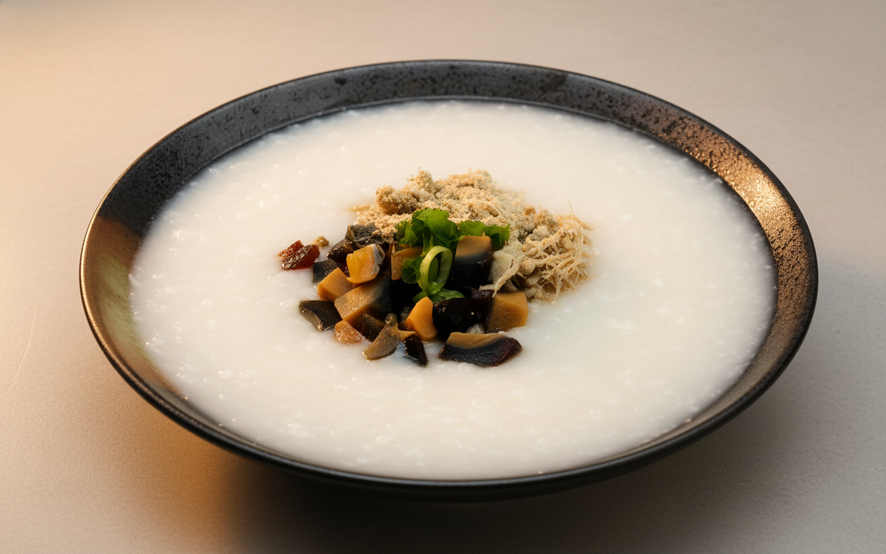 B11. Shredded Pork and Gold Preserved Egg Congee