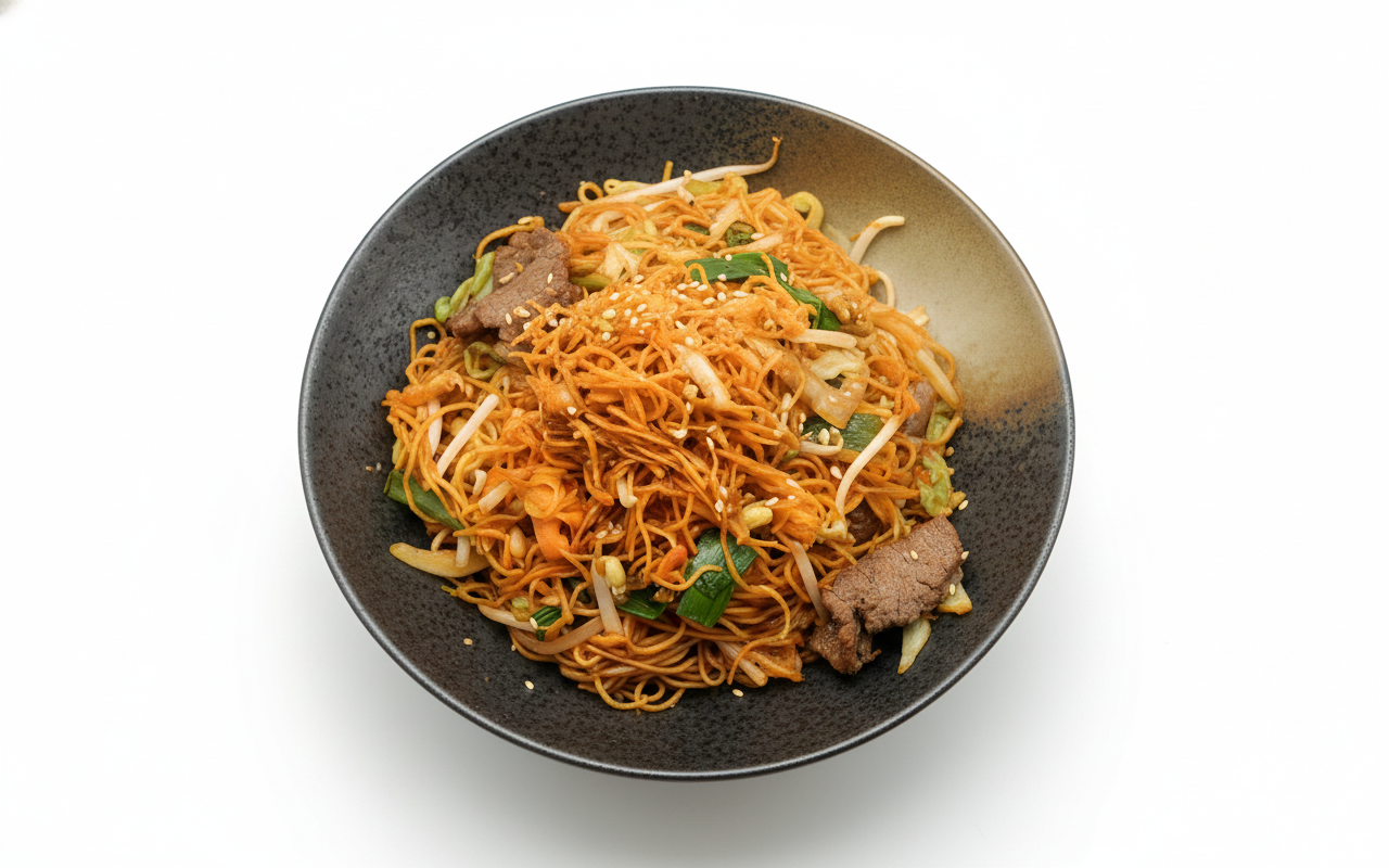 E18. Spicy Sambal Chow Mein