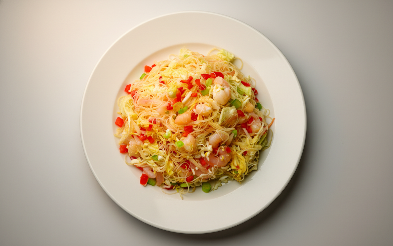 E4. House Seafood and Mixed Vegetable Fried Taiwanese Vermicelli
