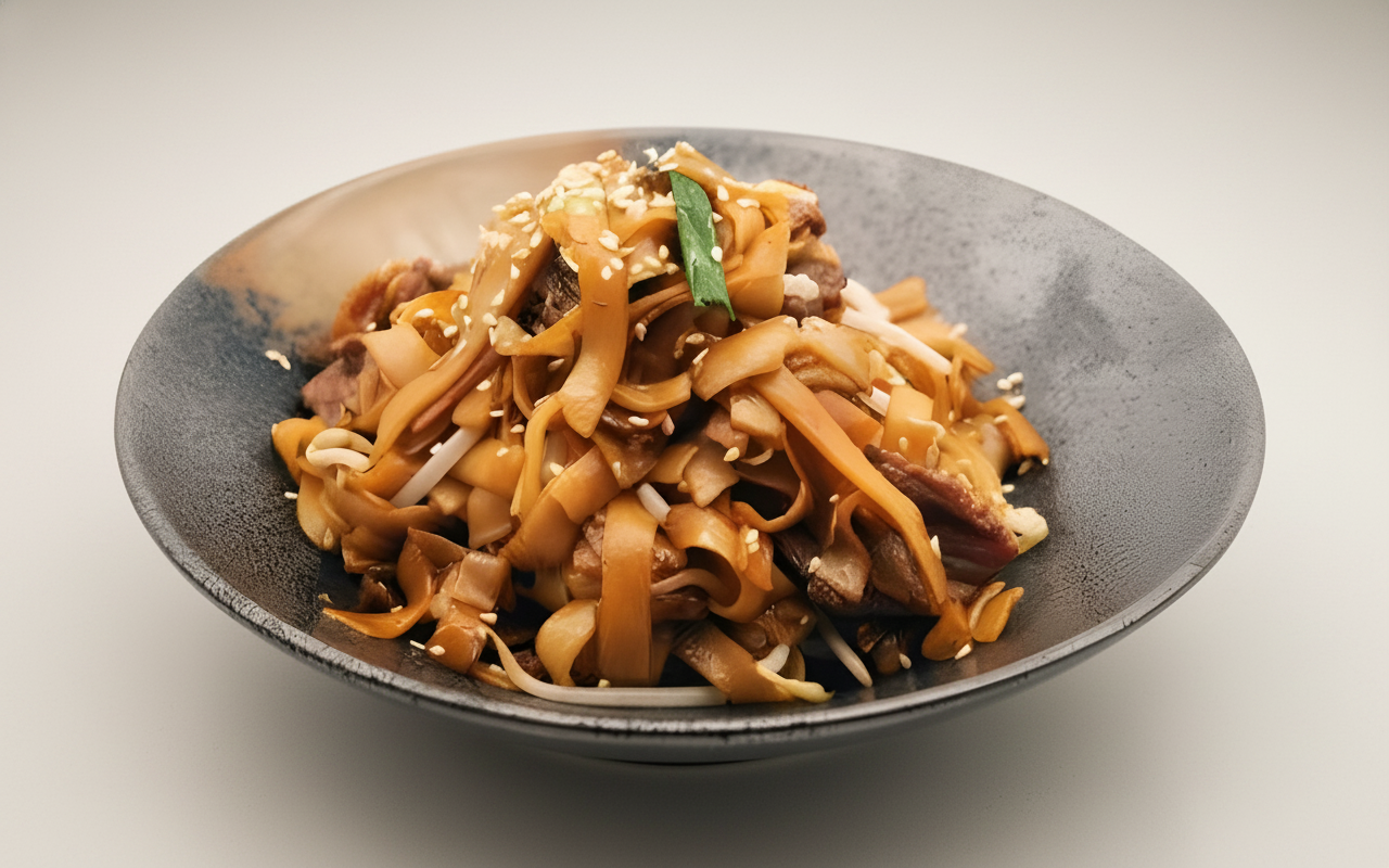E9. Fried Rice Noodle with Sliced Beef and X.O. Sauce X.O