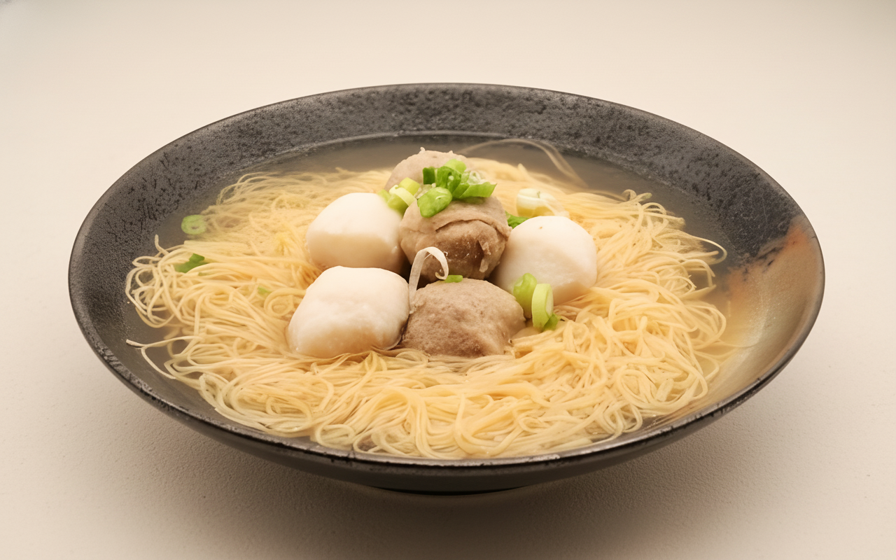 M14. Beef Meat Ball and Fish Ball Noodle in Soup